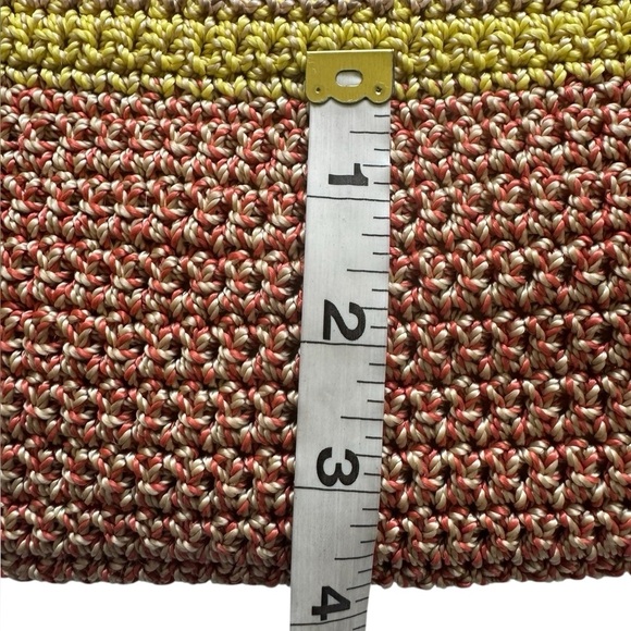 The Sak Belle Crochet Tote Striped Multicolor Boho Hippie Hobo Striped Knit Bag - Picture 7 of 13